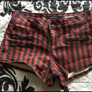 Red and Black Striped Shorts